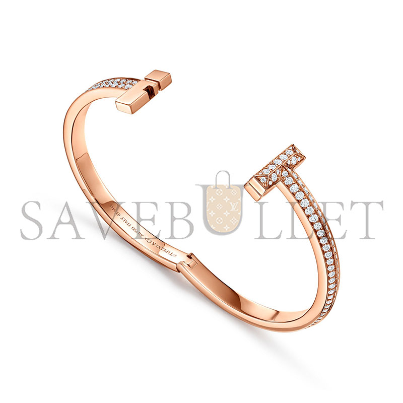 TIFFANY T1 WIDE DIAMOND HINGED BANGLE IN ROSE GOLD 68127289